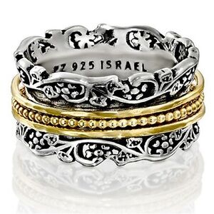 Or Paz 925 Sterling Silver Spinner Ring for Woman, Fidget Ring (size 6)